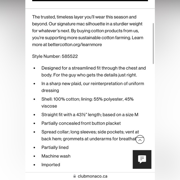 New With Tags Men’s XL Club Monaco Patterned Mac Coat Plaid - Picture 11 of 11